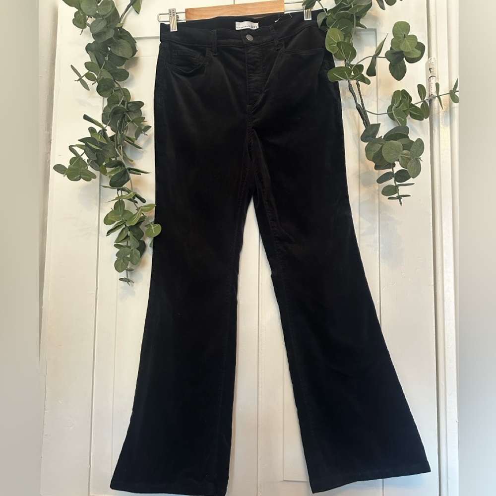 LOFT Black Velvet Slim Flare Pants, 10P